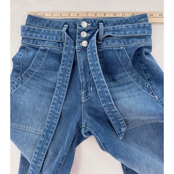 Veronia Beard Logan Slim Straight Extra High Rise Jeans Tie Waist Denim 27 4 - Picture 7 of 10